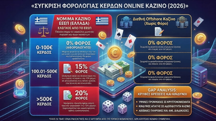 Σύγκριση φορολογίας κερδών online καζίνο 2026